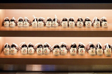 Rows of bowling shoes