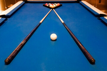 Blue pool table