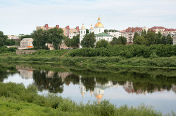 Fototapeta na wymiar Orthodox Epiphany Cathedral in the city of Polotsk, Belarus