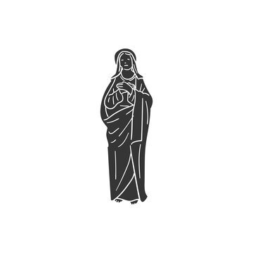 recommend clip art: Virgin Mary Icon Silhouette Illustration. Nativity Vector Graphic Pictogram Symbol Clip Art. Doodle Sketch Black Sign.