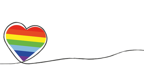 Regenbogenflagge in Herzform