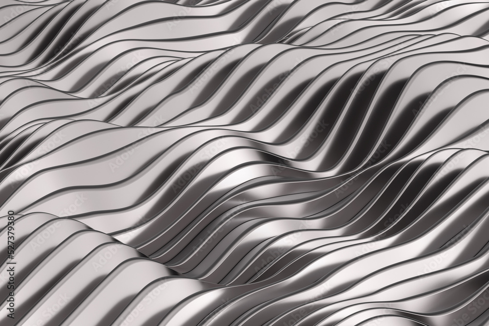 Aufkleber abstract metal chrome silver shiny texture background. 3d rendering