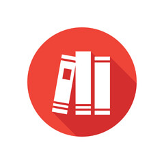 Book icon with long shadow effect. Vector illustration.
