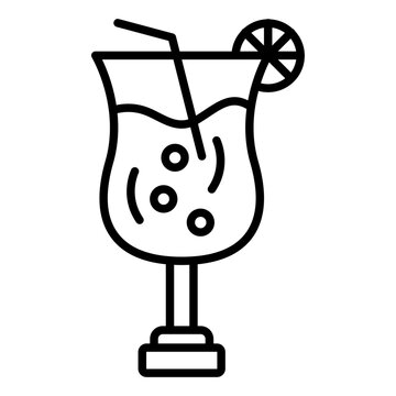 cocktail glass with straw and lemon clip art preview
