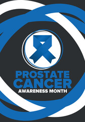 Prostate Cancer Awareness Month in September. Blue September. Men's Health concept. Medical health care and awareness design. Poster, card, banner and background. Vector illustration