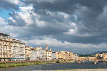 View of Florence with the Arno river in the foreground
