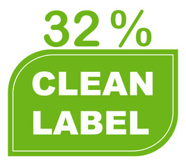 32% pure percentage label. Ecological green stamp