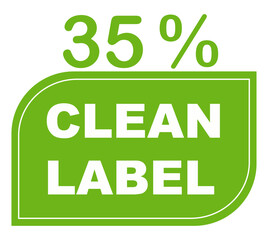 35% pure percentage label. Ecological green stamp