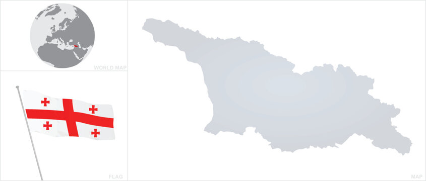Georgia  map and flag. vector