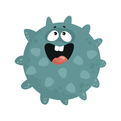 Colorful bacteria and viruses with different emotions. Funny cartoon microbe.

