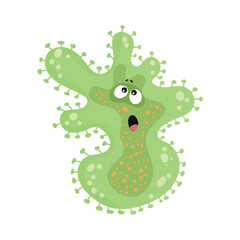 Colorful bacteria and viruses with different emotions. Funny cartoon microbe.
