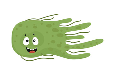 Colorful bacteria and viruses with different emotions. Funny cartoon microbe.

