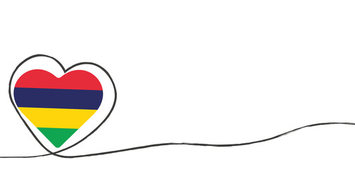 Fahne von Mauritius in Herzform 