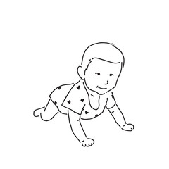 Drawing of a baby crawling, minimalist lines.