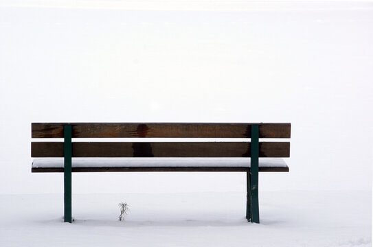 Empty Bench Against White Background