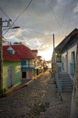 Fototapeta na wymiar Streets of Isla de Flores in Guatemala