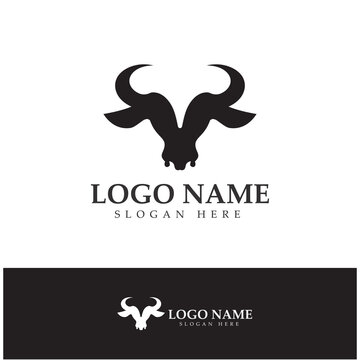 Bull head horn logo and symbol template icons  illustration design vector