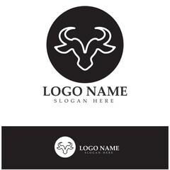 Obraz premium Bull head horn logo and symbol template icons illustration design vector