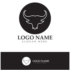 Bull head horn logo and symbol template icons  illustration design vector