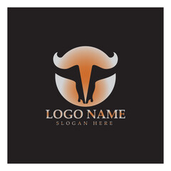Bull head horn logo and symbol template icons  illustration design vector