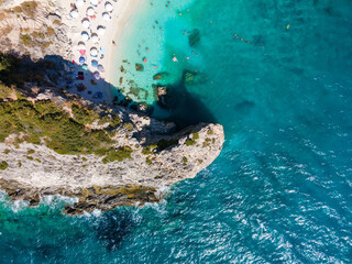 view of Lefkada island beach with blue ionian sea water