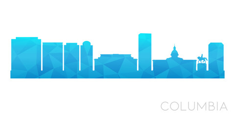 Columbia, SC, USA Low Poly Skyline Clip Art City Design. Geometric Polygon Graphic Horizon Icon. Vector Illustration Symbol.