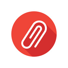 Paper clip icon with long shadow effect. Vector illustration.