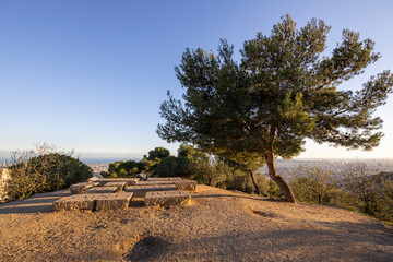 Naklejka premium Outskirts of Barcelona on a sunny day. Stage landscape.