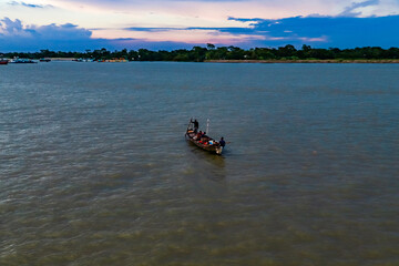 Summer cloudy sky on the river in Bangladesh