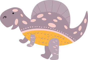 Cute flat cartoon style dinosaur illustration. Used for children's books, banners, flyers.