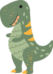Cute flat cartoon style dinosaur illustration. Used for children's books, banners, flyers. © Anna