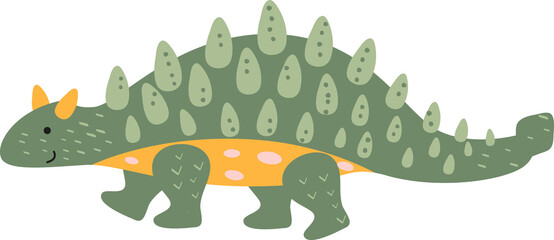 Cute flat cartoon style dinosaur illustration. Used for children's books, banners, flyers.