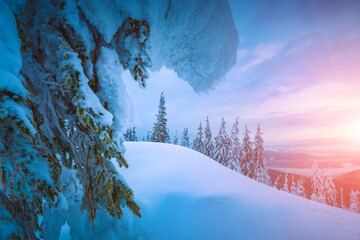 Fabulous winter view of mountains - 527393771