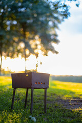 Small BBQ with beautiful sun backlight