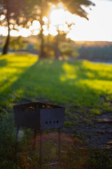 Small BBQ with beautiful sun backlight