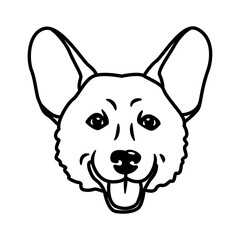 Vector image. Muzzles of dogs of different breeds