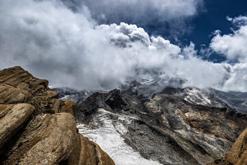 Kitzsteinhorn, Austria, August 2022, View of the summit of the Kitzsteinhorn mountain and glacier