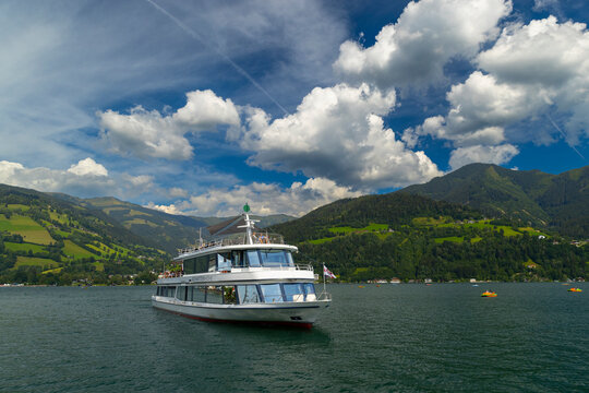 Zell am See, Austria, August 2022, Schmittenhohe cruise boat on the lake