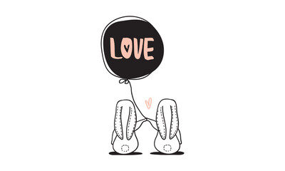 rabbit love, rabbit, t-shirt design, couple love rabbit for spring season, rabbit invitation card