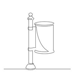 Continuous line drawing of trash can. Street trash can. Vector illustration.