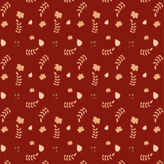 Seamless red autumn pattern,background  with leaves.