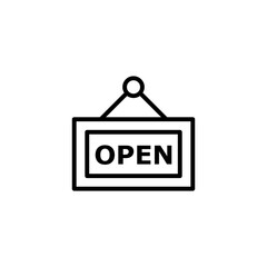 Open sign line icon isolated on white background