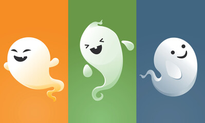 Funny vector ghosts on a colored background