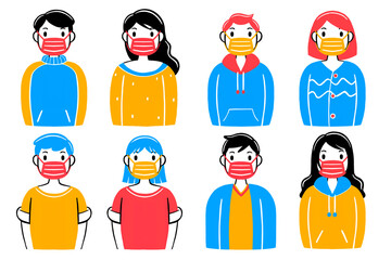 wear a mask in flat illustration