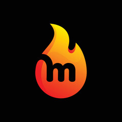 icon fire letter M logo design