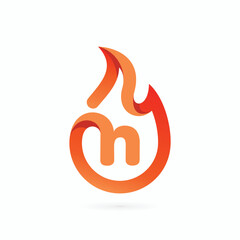 N fire icon logo design illustration