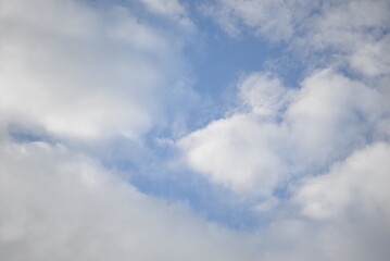 BRIGHT BLUE SKY white pinnate  clouds in Ukraine beautiful solar steam water solar energy, wind, sky