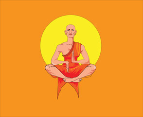 Fasting Budha doing yoga Vector illustration  poster  
