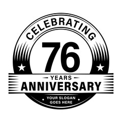 76 years anniversary celebration design template. 76th logo vector illustrations. 