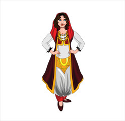 The beautiful character of the Albanian girl vector illustration